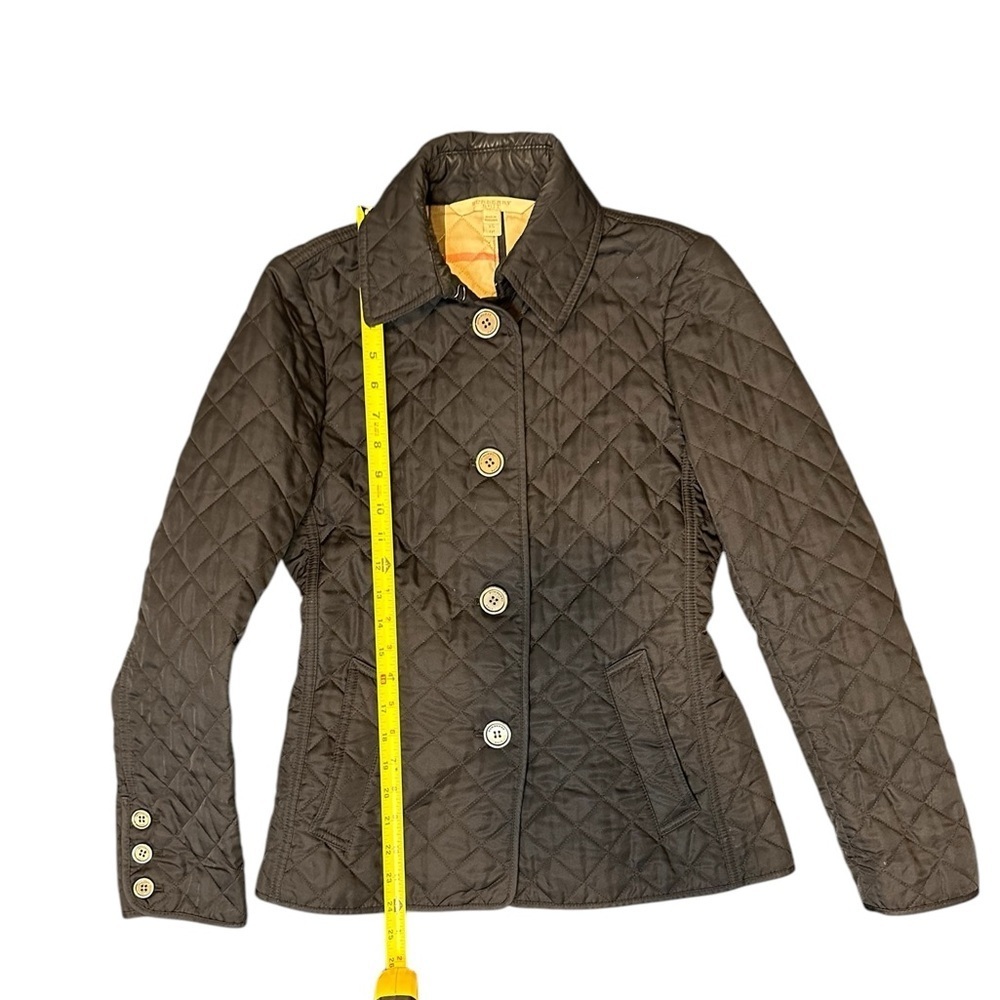 BURBERRY BRIT Quilted Black Jacket Coat Blazer Nova Check Lined Size XS